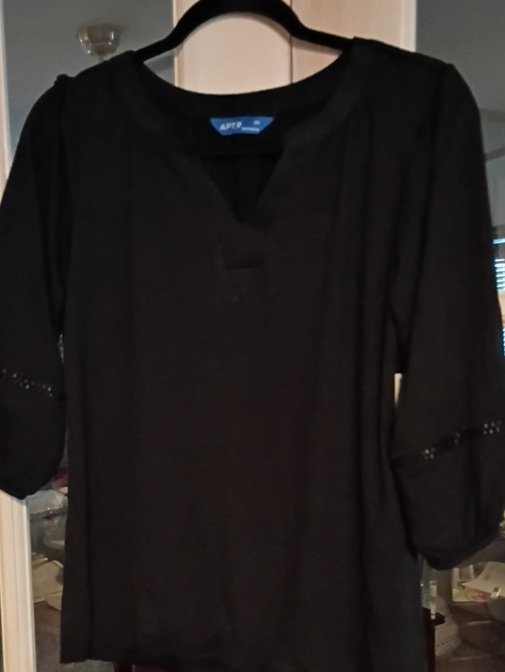 Apt. 9 Black Women's Tunic with Notch Neck
